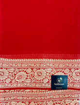 Scarlet Red Pure Khaddi Chiffon Silk Saree