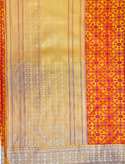 Yellow & Orange Handwoven Jamawar Banarasi Silk Saree