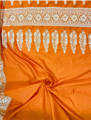 Deep Saffron Crepe Silk Saree