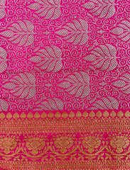 Pink Resham Zari Crepe Silk Saree