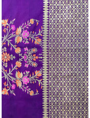 Imperial Purple Pure Handwoven Designer Banarasi Silk Saree