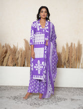 Blue Purple cotton suit set