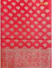 Neon Peach 2 Ply Pure Silk Saree