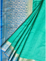 Blue 2 Ply Pure Silk Saree