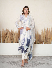 Lavender Blue floral print cotton suit set