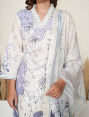 Lavender Blue floral print cotton suit set