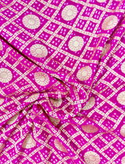 Hot Pink Pure Khaddi Georgette Rye Bandhej Dupatta Gharchola Pattern