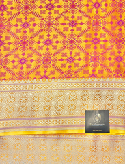 Yellow & Orange Handwoven Jamawar Banarasi Silk Saree
