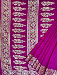 Hot Pink Crepe Silk Saree