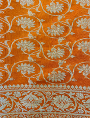 Deep Saffron Crepe Silk Saree