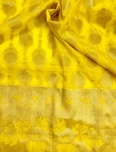 Bright Yellow Semi Organza Saree