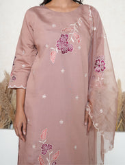 Light taupe  floral embroidered suit set