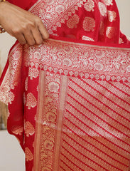 Classic Red Handloom Upada Pure Katan Silk Banarasi Saree