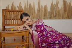 Purple Handloom Upada Jaal Pure Katan Silk Saree