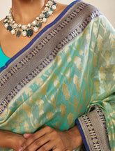 Tiffany Blue Handwoven Moonga Silk Saree