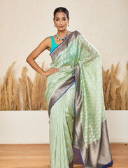 Tiffany Blue Handwoven Moonga Silk Saree