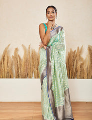 Tiffany Blue Handwoven Moonga Silk Saree