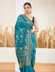 Rama Green Semi Georgette Saree