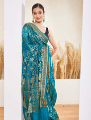Rama Green Semi Georgette Saree