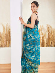 Rama Green Semi Georgette Saree