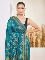 Rama Green Semi Georgette Saree