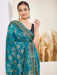 Rama Green Semi Georgette Saree