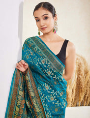 Rama Green Semi Georgette Saree