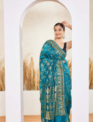 Rama Green Semi Georgette Saree