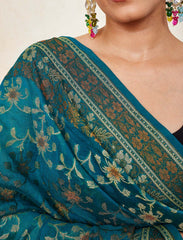 Rama Green Semi Georgette Saree