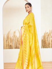 Yellow Handwoven Pure Designer Silk Saree