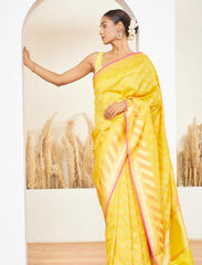 Yellow Handwoven Pure Designer Silk Saree