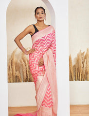 Light Pink Pure Khaddi Georgette Handloom Banarasi Saree