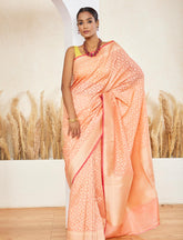 Peach Handwoven Designer Silk Saree