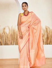 Peach Handwoven Designer Silk Saree