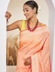 Peach Handwoven Designer Silk Saree