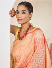 Peach Handwoven Designer Silk Saree