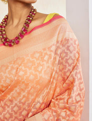Peach Handwoven Designer Silk Saree