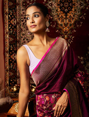 Maroon Handwoven Designer Silk Saree