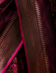Maroon Handwoven Designer Silk Saree