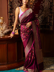 Maroon Handwoven Designer Silk Saree