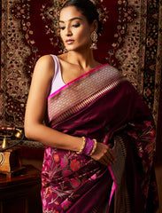 Maroon Handwoven Designer Silk Saree