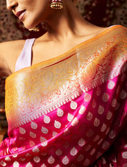 Magenta & Orange 2 Ply Pure Silk Saree