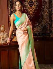 Light Carnation Pink Handwoven Pure Raw Silk Banarasi Saree