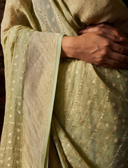 Pastel Green Handloom Pure Khaddi Tissue Silk Saree