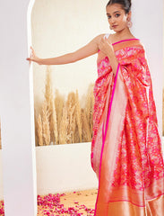 Fuchsia Pink Handwoven Pure Katan Silk Saree