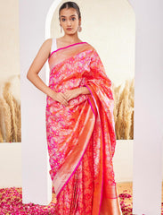 Fuchsia Pink Handwoven Pure Katan Silk Saree