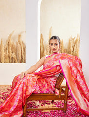 Fuchsia Pink Handwoven Pure Katan Silk Saree