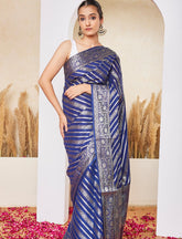 Masaba Blue Leheriya Pattern Crepe Silk Saree