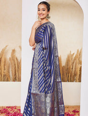 Masaba Blue Leheriya Pattern Crepe Silk Saree