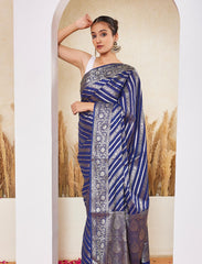 Masaba Blue Leheriya Pattern Crepe Silk Saree